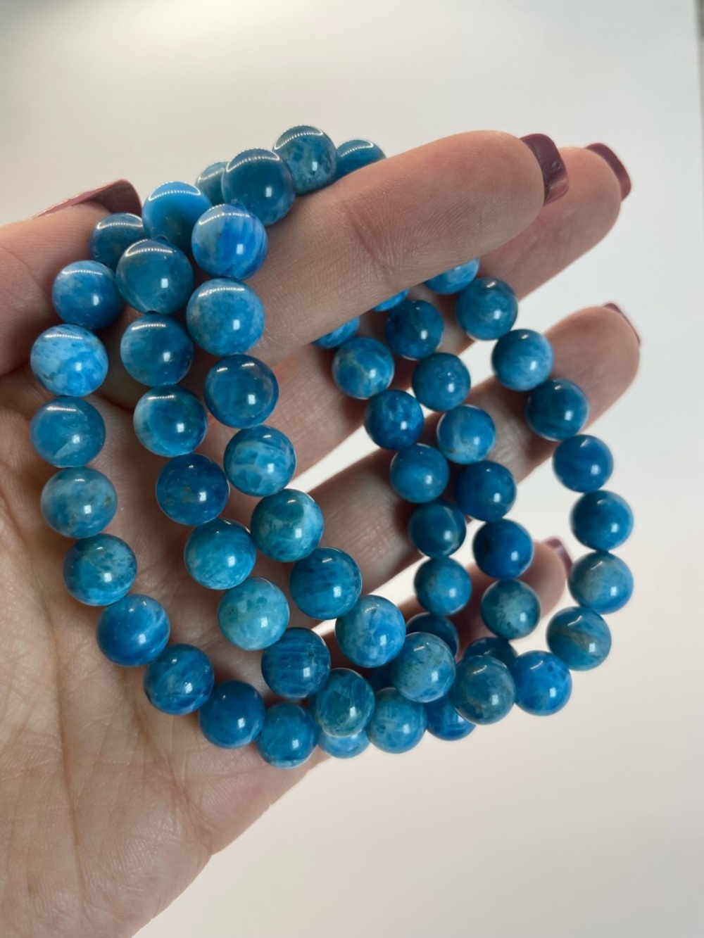 ONE Blue Apatite Beaded Stretch Bracelet - 8.5mm (0081)